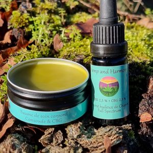 Pack Découverte CBG – 1 huile CBD+CBG, 1 baume CBG, et 1 infusion (10 g) offerte